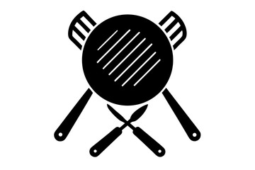 Summer Barbecue grill knife and spatula icon silhouette vector illustration