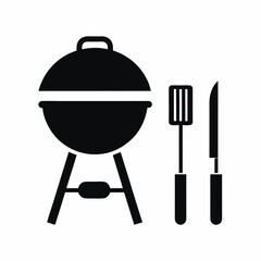 Summer Barbecue grill knife and spatula icon silhouette vector illustration