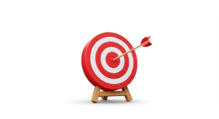 3D Target with arrow in center on white background