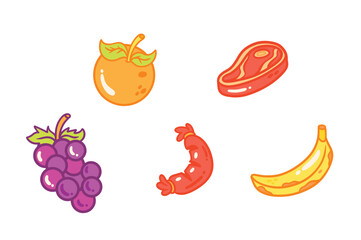 Happy Food Clipart – Fresh Fruits, Vegetables, and Meat