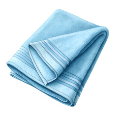 Soft blue towel top view isolated on white background