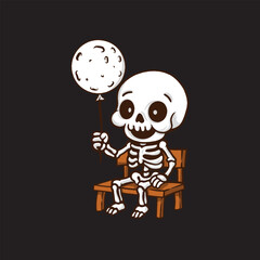 Tiny Skull Big Dreams vector illustration vintage