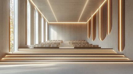 Obraz premium Modern university lecture hall with clean lines and design high resolution picture