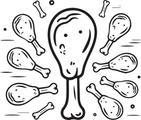 Fototapeta premium Pile of Chicken Drumsticks Silhouette Food Illustration