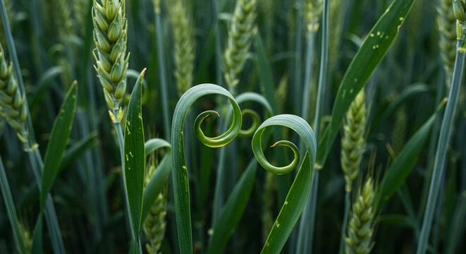 Curled Seedling Leaves in Copper‑Deficient Wheat &ndash; Early Growth Disorder Visualization