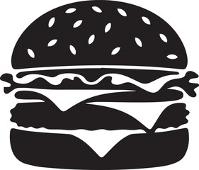 Black and White Graphic Burger Fast Food Illustration