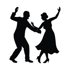 A dancing couple,  Vector illustration of a  silhouette on white background 