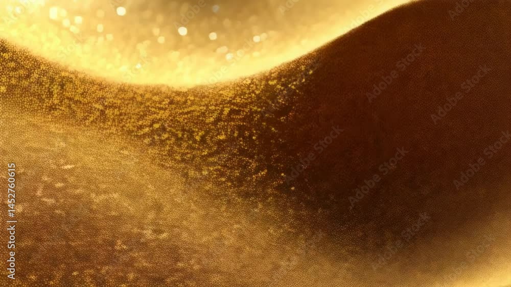 Poster abstract golden textured surface with wavy patterns and blurred sparkling lights for luxury and fest
