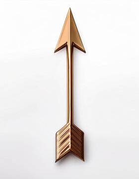 recommend clip art: Isolated bronze arrow pointing upward on a white background. Symbol of direction.