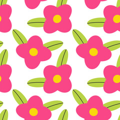 seamless pattern summer, flowers, bee, Bright Colorful background. Clean, bright design. Isolated.