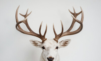 Fototapeta premium A detailed shot of a deer's head with impressive antlers, suitable for nature and wildlife themes