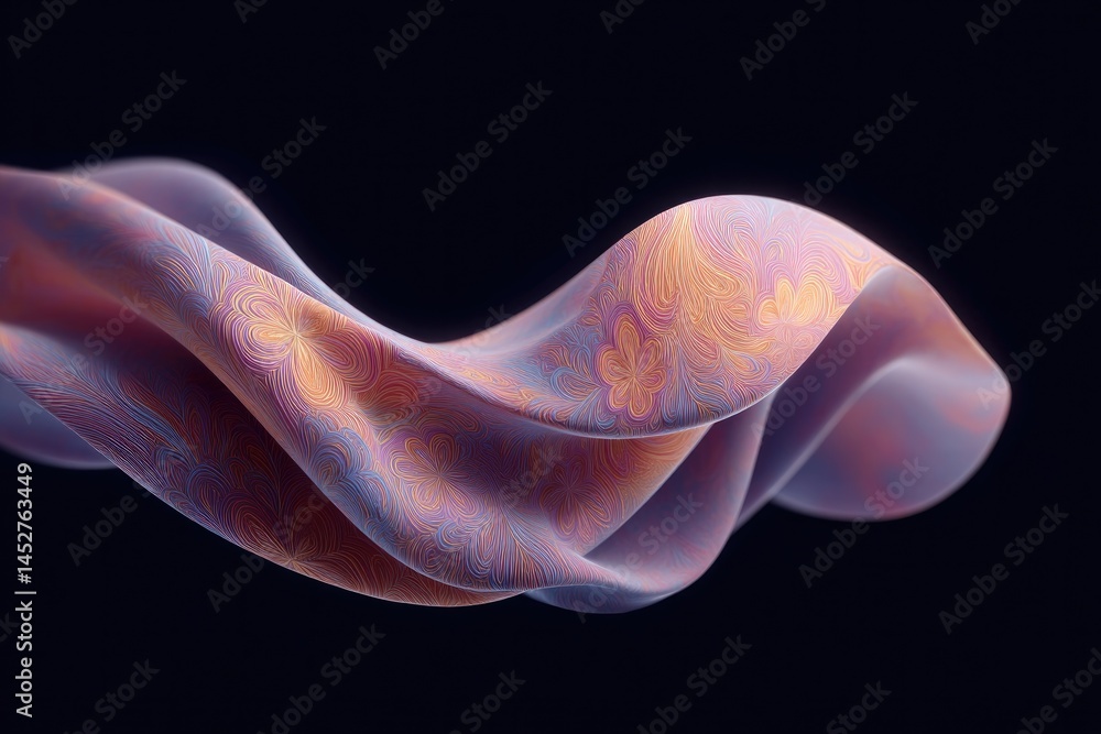 Poster luxurious abstract 3d object adorned with vibrant intricate psychedelic patterns floats gracefully o