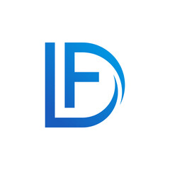 Modern blue monogram logo combining letters L, F, D.