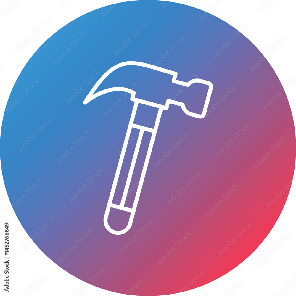 Poster hammer line gradient circle background icon