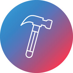 Hammer Line Gradient Circle Background Icon