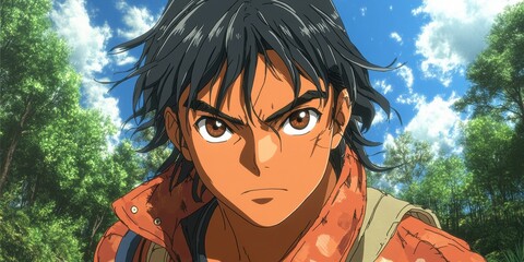 Close-up portrait of a young person in a fictional environment.