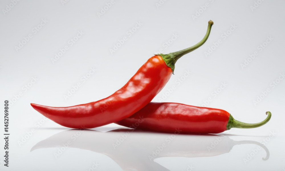 Poster a pair of bright red hot peppers sit side by side, perfect for adding a pop of color to your culinar