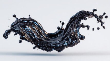 A splash of thick black liquid shilajit on white background, Dynamic splash of pure black shilajit resin, Pure himalayan salajeet splash, Liquid shilajit splash, Salajeet mineral splash,Easy to Cutout