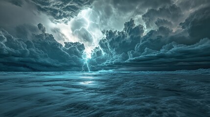 Fototapeta premium A glacial expanse beneath thick storm clouds