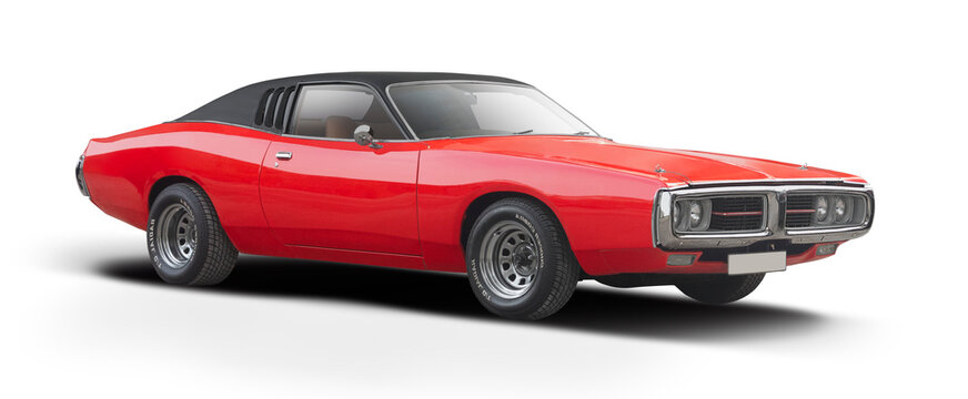 Dodge Charger classic car isolated on transparent background. PNG	

