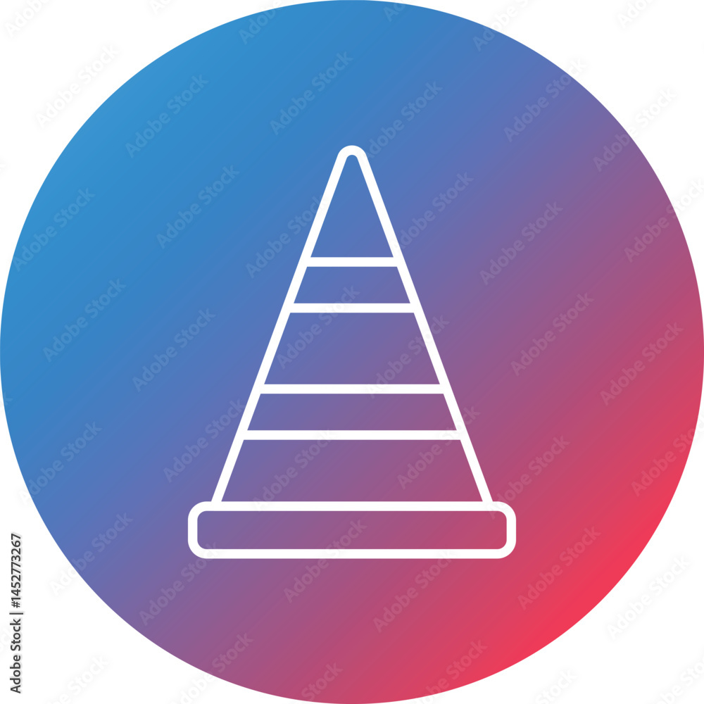 Poster traffic cone line gradient circle background icon