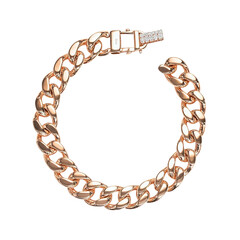 Obraz premium A luxury rose gold Cuban link bracelet with a diamond lock, against on Png Format and Transparent Background