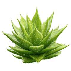 Dew-Kissed Aloe Vera Plant Vibrant Green Succulent with Water Droplets