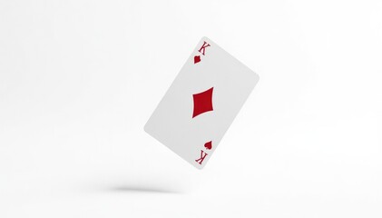 Obraz premium Close-up of a single playing card flipped mid-air, isolated on white background , corner, paper