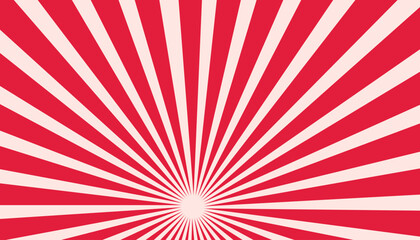 Red white color burst background. Rays background in retro style.