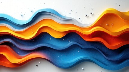 Abstract layered wavy colorful background with subtle bubbles
