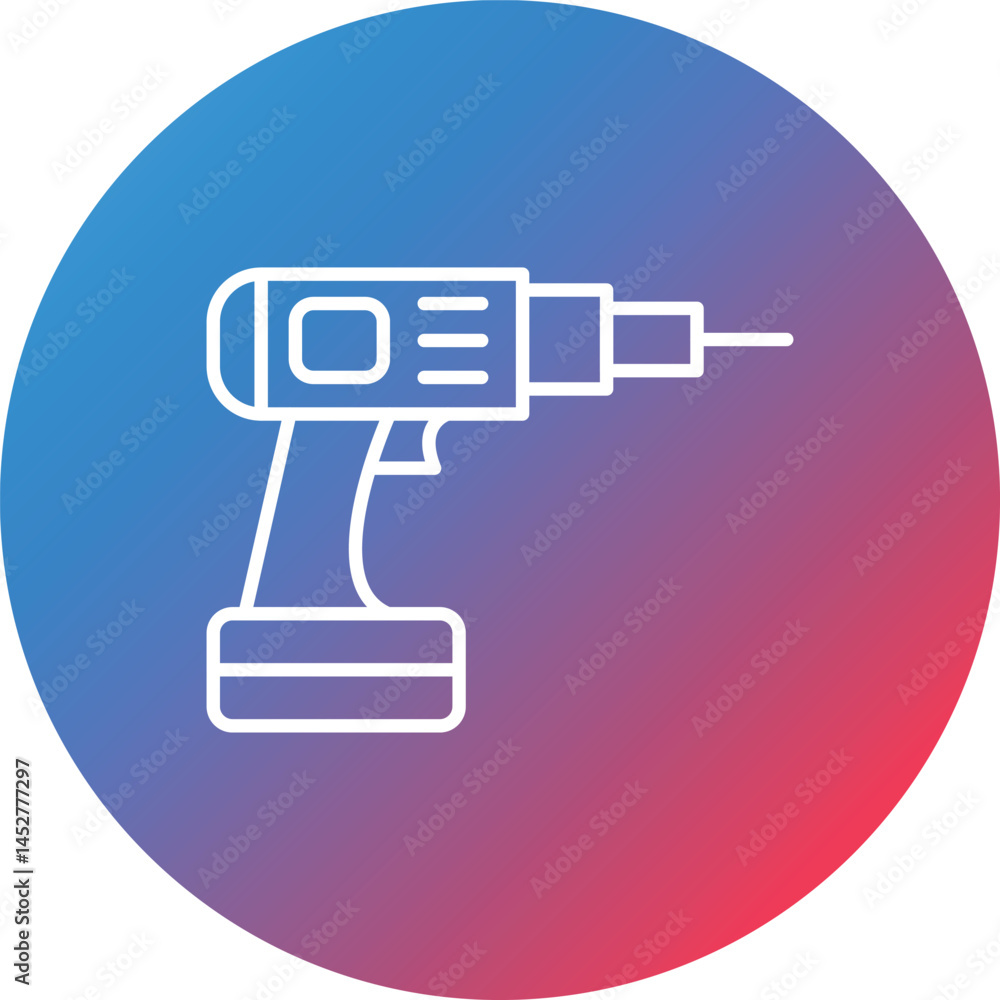 Poster drilling machine line gradient circle background icon