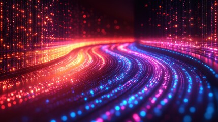 Abstract glowing lines digital data stream background