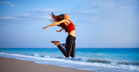 young woman relaxing at the beach
