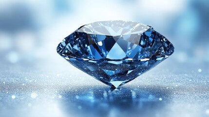 Blue diamond, close-up, sparkling, ethereal background