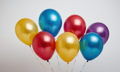 A cluster of vibrant balloons drifting in mid-air, ideal for celebrations, parties, or as a decorative element