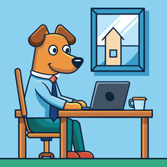 dog working on his laptop