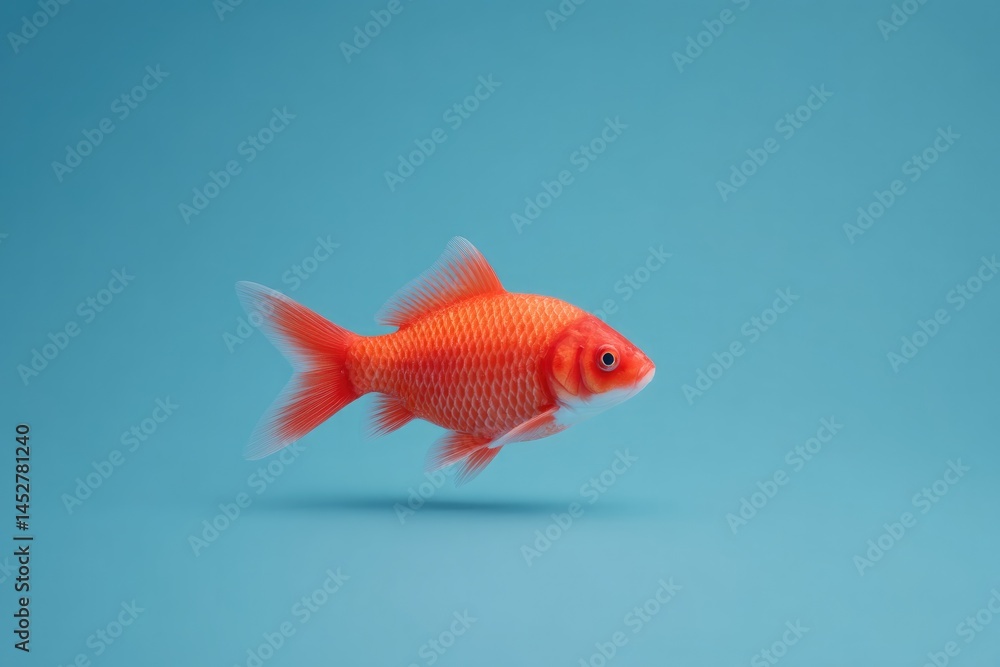 Poster single fish against smooth solid color background emphasizing simplicity and minimalism