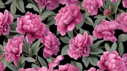 Pink Peonies Floral Pattern