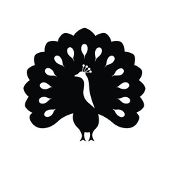 Obraz premium Silhouette of a peacock with its feathers fanned out