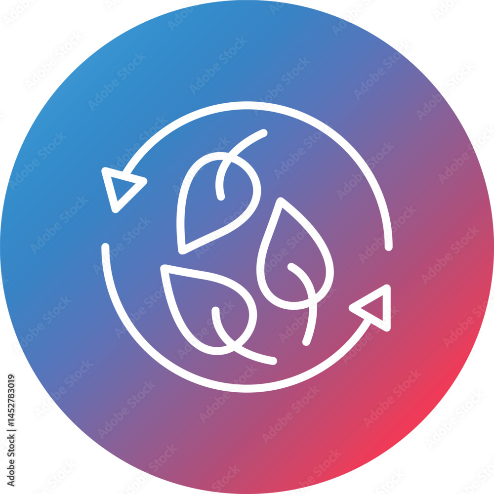Poster leaf recycle line gradient circle background icon