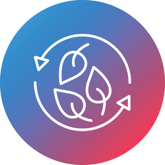 Leaf Recycle Line Gradient Circle Background Icon