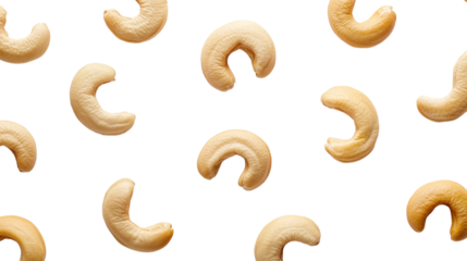 Roasted cashew nuts isolated on transparent background  (2)