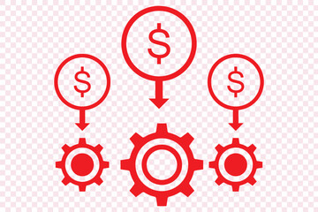 cost effective line icons, reducing costs vector.