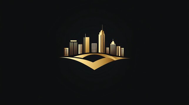 Sleek and colorful urban skyline representing the future of real estate and city life logo design