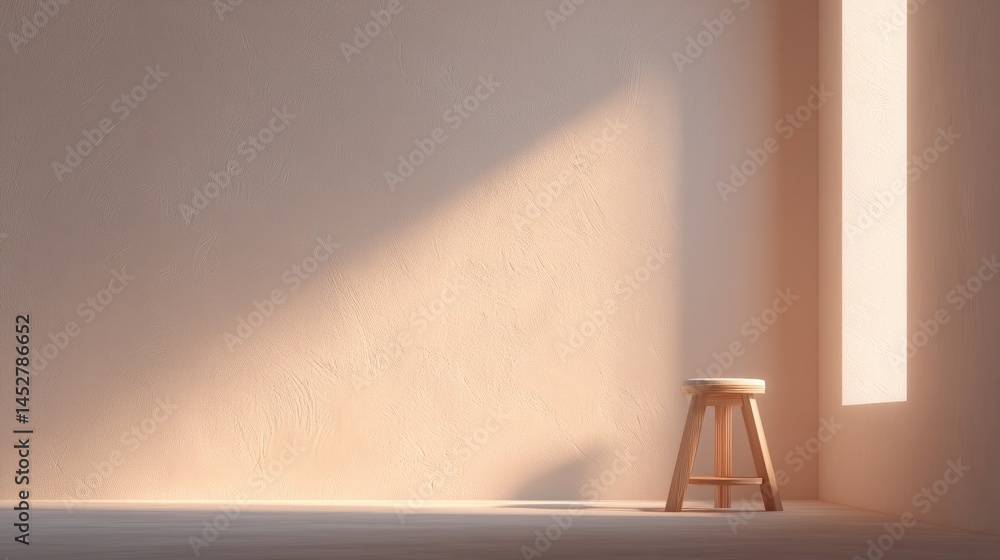 Aufkleber sparsely decorated art studio with simple furniture and blank walls providing ample copy space for t