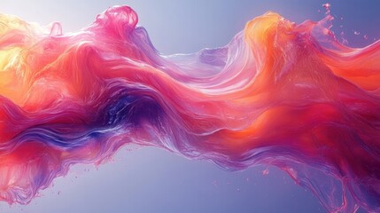 Abstract fluid motion, vibrant colors, dynamic splash, soft light background