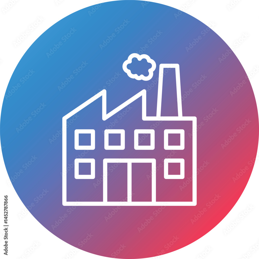 Poster factory line gradient circle background icon