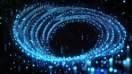 Abstract swirling blue light particles