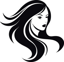 woman hairstyle logo silhouette vector