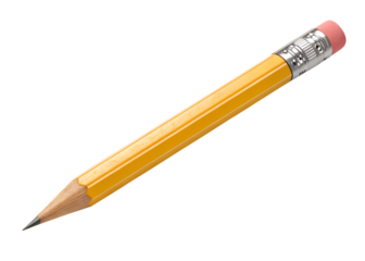 Yellow no 2 pencil with pink eraser isolated on black background